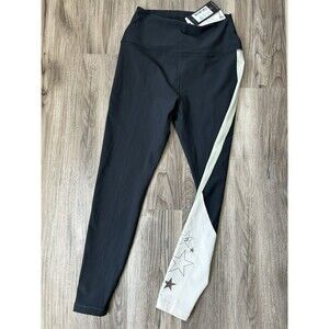 NWT Peloton Cadent High Rise Colorblock Leggings Black White Star Print M Sporty